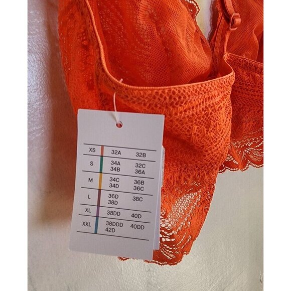 New Auden Women's Orange Lace Bralette Racerback Adjustable Straps Size S - Picture 6 of 6